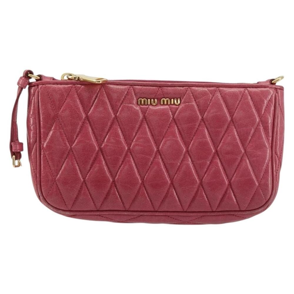 Miu Miu Matelasse Leather Pouch Pink